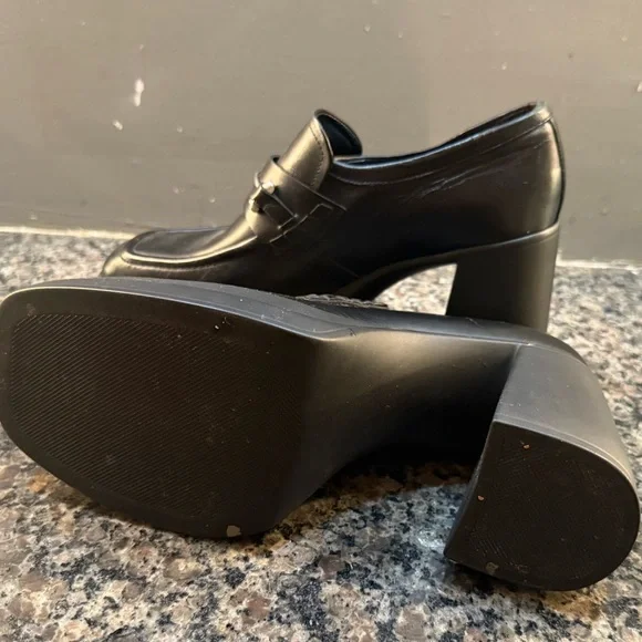 Free People Black Leather Platform Loafers Size 10 - Picture 4 of 5